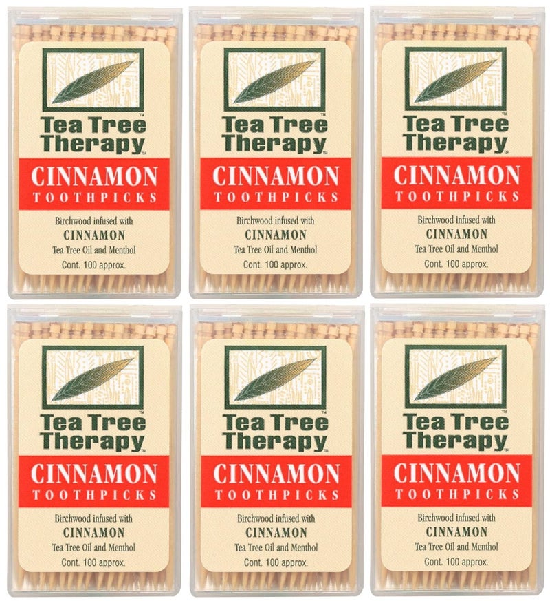 Tea Tree Therapy Cinnamon Toothpicks 6x100 CT Pack of 6 600 Count Pack of 6